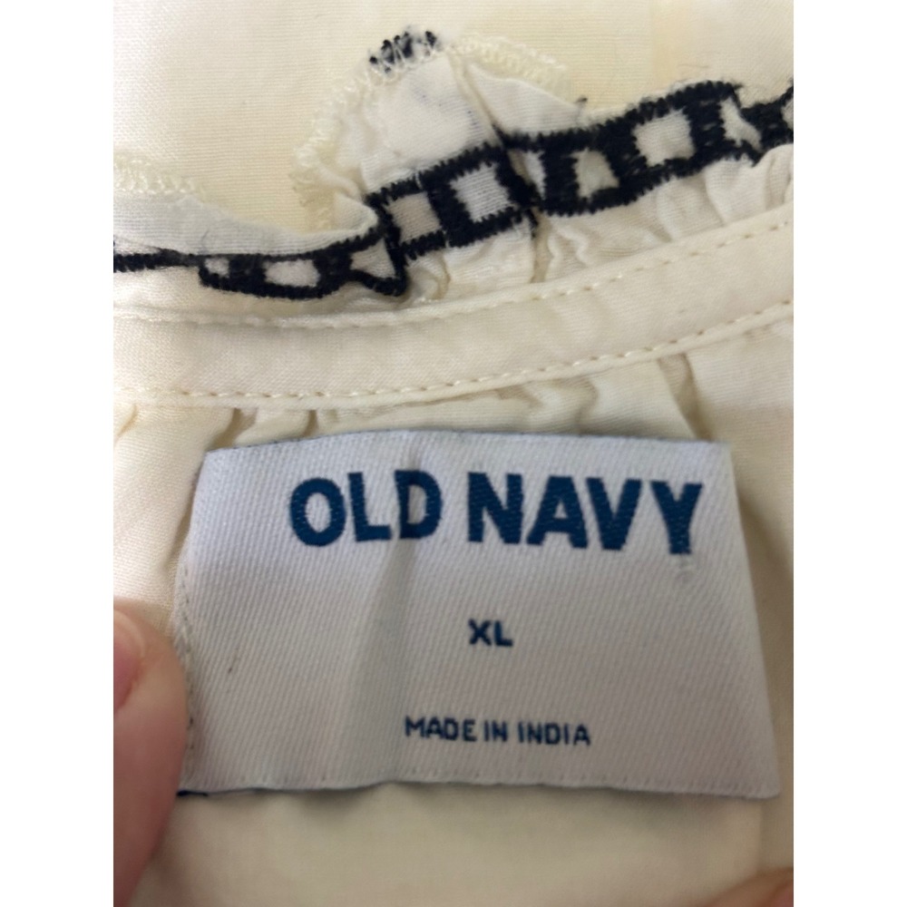 Old Navy Dress Women XL White Cotton Embroidered Cotton Boho Babydoll Pockets - Picture 6 of 10